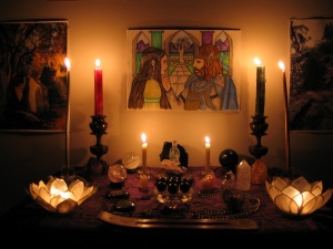 Altar candlelit